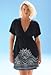 swimsuitsforall Women's Plus Size Silver Foil Kimono Dress 22 / 24 Black