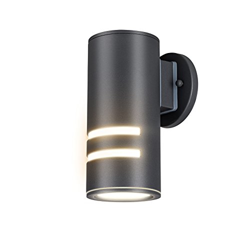 Outdoor Wall Sconce, Modern Porch Light Waterproof Cylinder Wall Light Fixture, UL Listed Painted Gray, Naturous