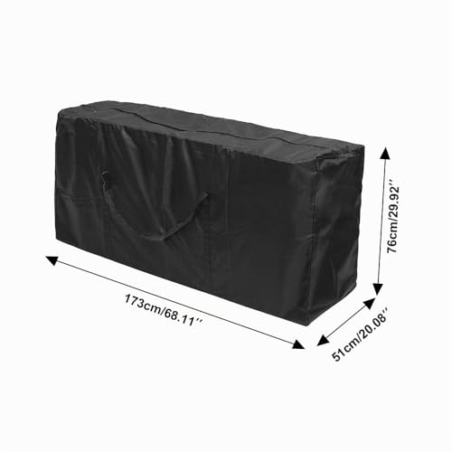 Cushion Bag, Garden Cushion, Storage Bag, Garden Cushions, Protective Cover, Oxford Storage with Carry Handle for Garden Furniture, Cushions, Christmas Trees, Black (173 x 76 x 51 cm)