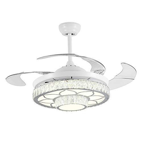 Tiptonlight 42 Inch White Crytsal Ceiling Fan 3 Changing Colors