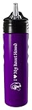 LXG, Inc. 24oz. Stainless Steel Grip Water Bottle with Straw-I Love My Basset Hound-Purple