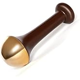 WITSOUL kansa Wand face and Foot Massager with Wooden Handle for Detoxification and Deep Relaxation (Small Dark Brown) (Size 4.5 cm)