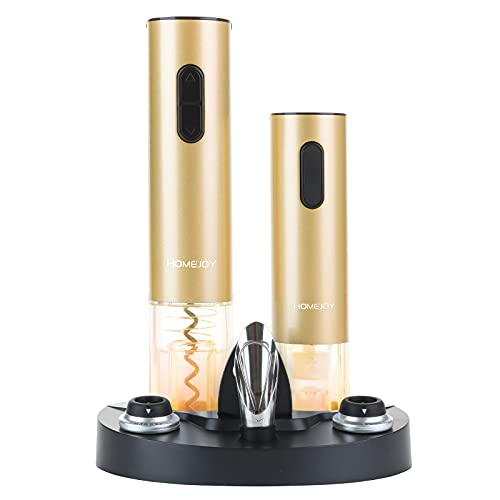 HOMEJOY Electric Wine Openers Golden Gift Set 7Piece Stainless Steel