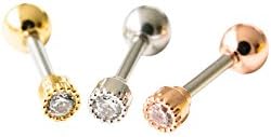 16g 16-gauge Fashion Body Jewelry Mini Small Beautiful Cute Cool Cartilage Tragus CZ Cubic Zirconia Crystal Solid Geometric Round Circle ball Ear Studs Earring Piercing For Women Teens Girls Men-CM
