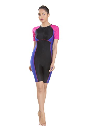 Rovars Women's Swimming Costume I Poly-Spandex Knee Suit I Removable Chest Pads I Half Sleeves 2 Rovars Women's Swimming Costume I Poly-Spandex Knee Suit I Removable Chest Pads I Half Sleeves - Image 2