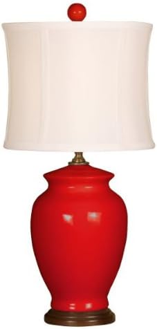 Ginger Jar Table Lamp (Red) (18"H x 9"W x 9"D)
