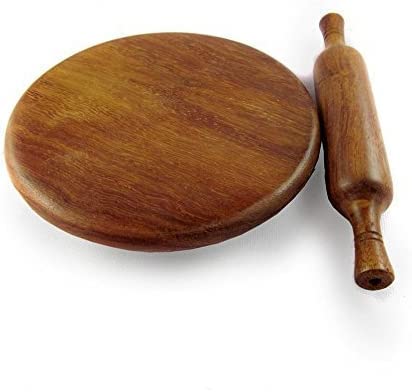 IBLAY Wooden Chakla,Serving Board, Round Chapati Chakla, Perfect for Making Chappati at Home, Wooden Roti/Chapati Maker, Wood Rolling Board and Rolling Pin Set (Chakla Belan) (11 inch) (11 inch)