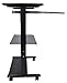 Stand Up Desk Store Mobile Rolling Adjustable Height Standing Workstation with Printer Shelf and Slideout Keyboard Tray (Black Frame/Black Top, 30