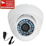 VideoSecu Dome Surveillance Security Camera Outdoor Day Night Vision IR 600TVL Built-in SONY CCD CCTV Wide Angle with Power Supply and Warning Decal 1Z2