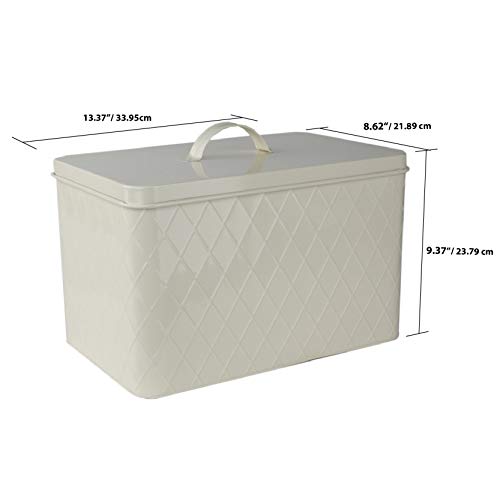 Home Basics CS47554 Trellis Tin, Ivory Bread Box, One Size