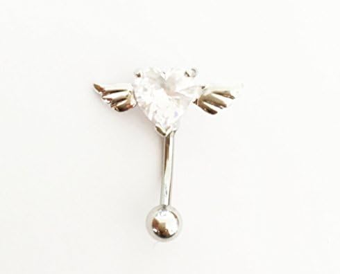 HYYIdealism Zircon Heart Navel Bar Belly Rings body jewelery lady piercing 316L Surgical Steel 14G