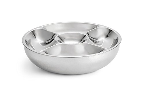 Classic Double Wall Serving Bowl - Stainless Steel 2 Piece Party Bowl and Serving Tray - Great for Salads, Fruit, Snacks, Chips and dips, Vegetables - Hot and Cold