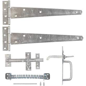 1 Set - Suffolk Gate Latch Heavy Duty Set for Securing External Doors & Gates - Latch/Catch/Hinges/Closer - Zinc Plated