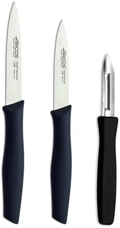 Series Nova - Set Coltelli Da Paring - Lama In Acciaio Inox Nitrum - Manico Polipropilene Colore Nero