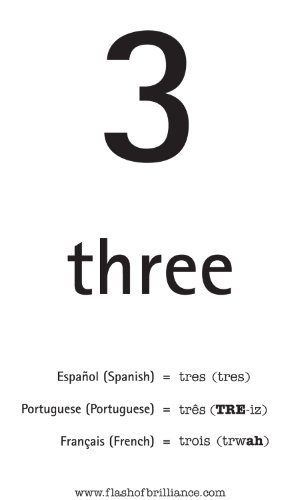 Numbers Shapes and Colors with Spanish, French, and Portuguese translations for each number By Flash of Brilliance