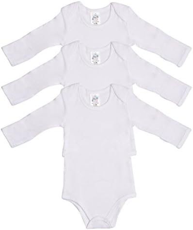 Jack & JillBaby Full Sleeve White Bodysuit - Unisex Baby Bodysuit Organic 100% Cotton Baby Bodysuit 3-Pack (Size 0-3 Months)