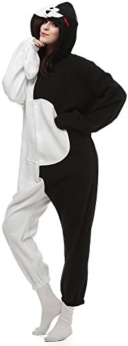 Harvey Unsex Men's Women's Nightclothes Sleepwear Cosplay Kigurumi Flannel Anime Cartoon Onesie Adult Pajamas Nighty Black White Bear Size S