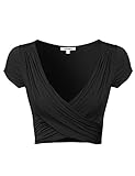 Sexy Drapey V neck Crop Top Black Size S