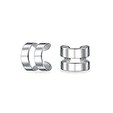 Christmas Gifts Sterling Silver Modern Geometric Ear Cuffs Rhodium Plated