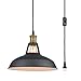 YOBO Lighting Industrial Plug-in Pendant Light with 9.8 Ft Cord and On/Off Switch