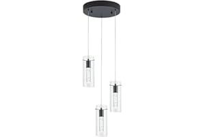 BESTWEST Black Pendant Light, Modern Pendant Light Kitchen Island Pendant Light Fixtures, Modern Island Light with Bubble for Kitchen, Dimmable Kitchen Chandelier Light Fixture (15W, 3-Light)