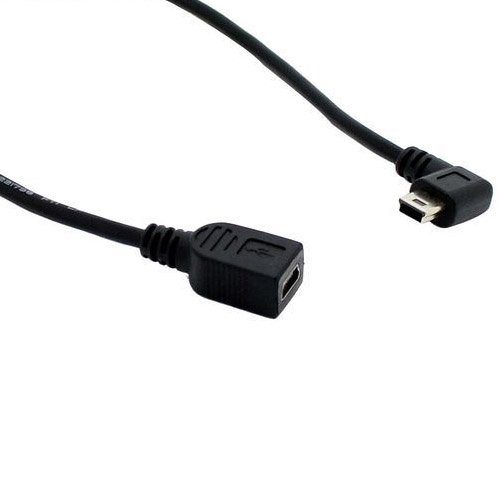 AKORD Mini USB 2.0 Type-B Female Male Left Angle Extension Cable/Lead, 0.5 Metre