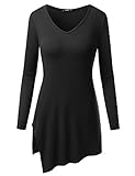TWINTH Plus Size Tunic Cut Out Hem Mini Dress V-Neck Top Tunic Long Sleeve Tunic