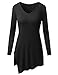 TWINTH Womens Long Sleeve V-Neck Asymmetry Cut Out Hem Tunic