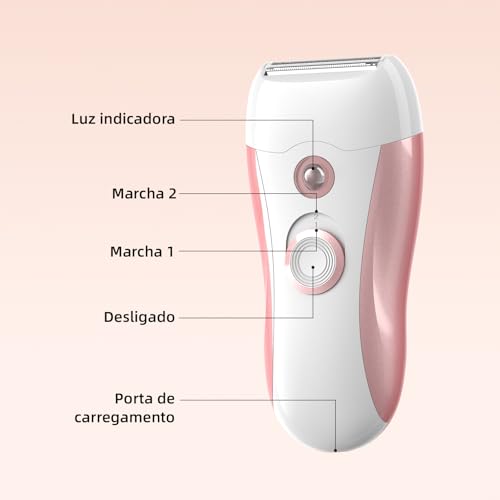 GOKOCO Aparelho Depilador Elétrico 3 em 1, 3 Cabeças Substituíveis, Recarregável, Uso Sem Dor para Pernas, Axilas, Corpo Inteiro, Viagem, GF1079, Rosa