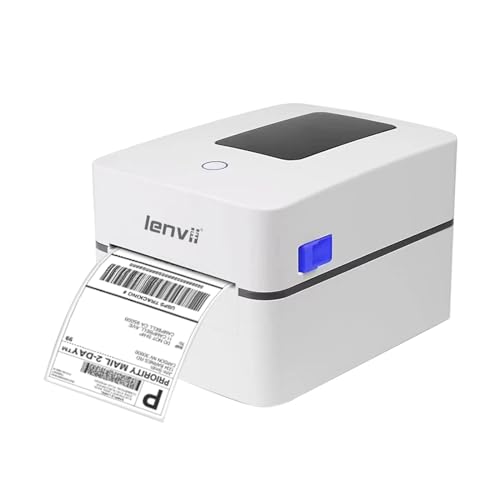 LENVII 2/3/4 Inch Bluetooth Thermal Label Printers | Shipping Labels Printer | 152mm/s High-Speed 203DPI USB Barcode Printer Compatible with Aramex/Noon/Emirates Post | Windows/Mac/Dubai Mall Kiosks