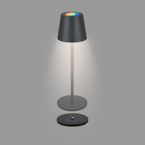 BRILONER - RGBW LED Table Lamp Wireless IP44 with Charging Station, Infinitely Dimmable, Battery and Light Source Replaceable, Bedside Lamp, Decorative Lamp, LED Lamp, Battery Table Lamp, Restaurant,