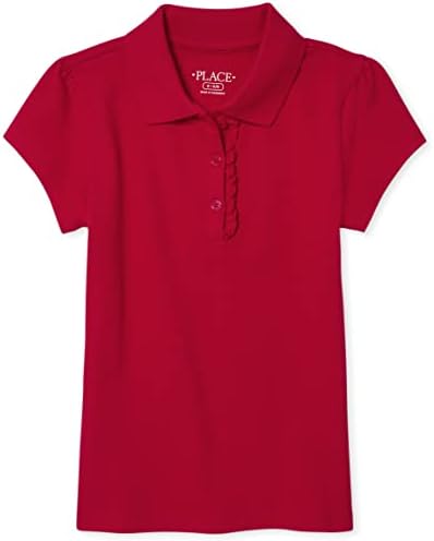 red polo dress uniform Kids long sleeve pique polo dress size 6-7