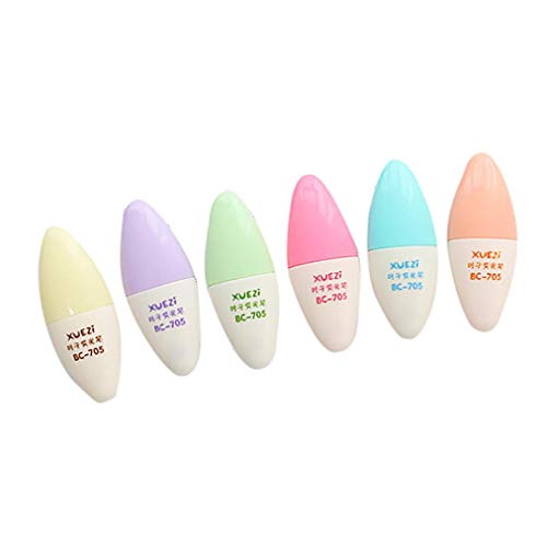 Barthylomo 6Pcs Little Lovely Leaves Head Marker Pens Chisel Tip Colorful Fluorescent Highlighter Marker Pens for Marking, Graphic Drawing, Office Tools, Learning Tools