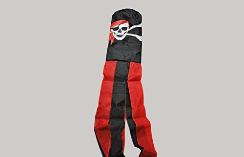 Flagtex Pirate Bandana Windsock 150cm Weather Resistant Polyester Garden Spinner Skull Crossbones Design Outdoor Decoration Wind Indicator Patio Garden 60 inch Wind Direction Windsock