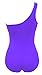 Runtlly Women's One Piece Swimsuits One Shoulder Plus Size Swimwear Bathing Suit with See Through Mesh Style Purple XXL