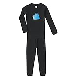 Blue Purse Cotton Long Sleeve Crewneck Unisex Infant Sleepwear Pajama 2 Pcs Set Top and Pant - Black, 6 Months