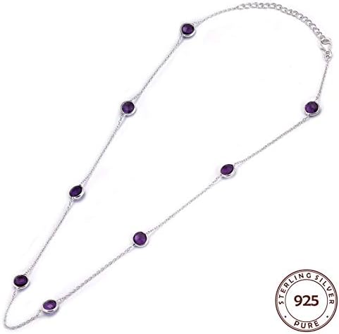 Chimera 92.5 Sterling Silver Elegant and Designer Necklace Weaved Around Eight Beautiful Handpicked Natural Amethyst Gemstone in Purple Color