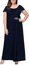 Alex Evenings Women's Size Long Cowl Neck A-Line