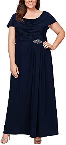Alex Evenings Women's Size Long Cowl Neck A-Line