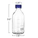 Cadamada 1000 ML Thick Glass Round Media Storage Bottles with Blue GL45 Screw Cap Pk/2 Thick Graduated Borosilicate Pyrex Glass Container