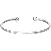 Jude Jewelers Stainless Steel Classic Plain Bead Style Open Cuff Bangle Bracelet