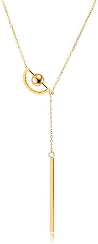 OSIANA Love Y Necklace Stainless Steel 14K Gold Plated Shaped Lariat Chain Necklace for Women Girls