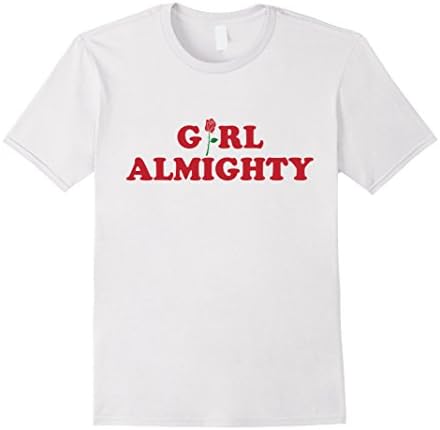Mens Girl Almighty T-Shirt, Feminism T-shirt, Girl Power Rose Tee Medium White