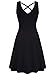 VOBCTY Women's Casual Sleeveless Cotton Sundress Criss Cross Back Flare A-line Dress (Black, Large)