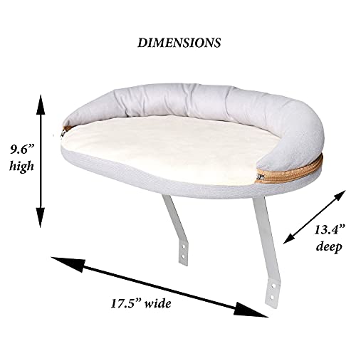 Etna Window Mount Cat Perch Small Pet Window Seat Cat Ledge, Gray