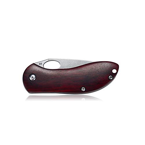 KUBEY Folding Knife, Small Pocket Knife with Wooden Handle, EDC Compact Knife with Razor Sharp Blade and Safety Liner Lock for Hunting Camping Hiking Tool (KU125-1) - Thumbnail 6