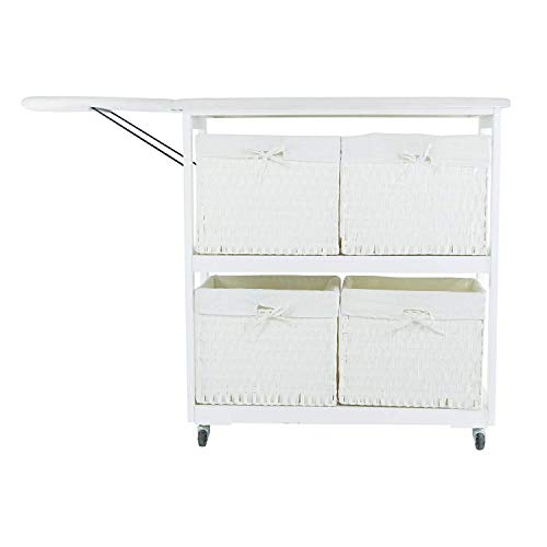 Corner Housewares Portable Ironing Board with Laundry Baskets, White