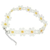 Daisy Flower Lace Choker Chain Necklace (Yellow)