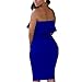 Eiffel Women's Off Shoulder Ruffle Crop Top Pencil Skirt Dress Two-Piece Set (Medium, Blue)