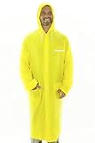 Wealers Adult Portable Lightweight PVC Long Size Hooded Raincoat, Reusable Rainwear, with Pockets and a Carry Bag (Yellow, Medium - Length: 44 inches)